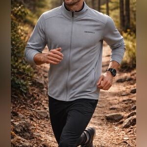 Merrell Mens Full Zip Performance Jacket Medium Gray Athletic Hiking